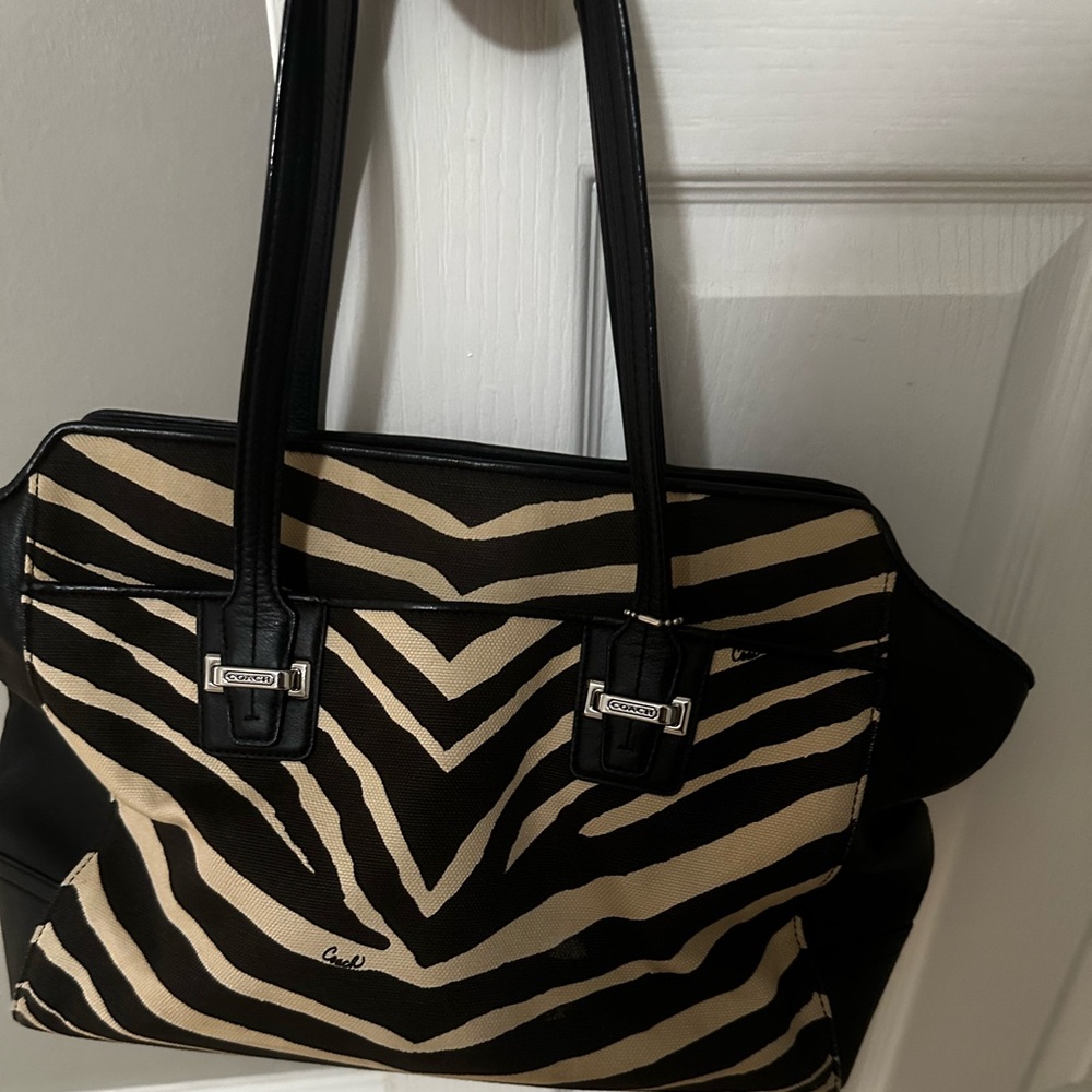 Coach Zebra print tote in black and cream
